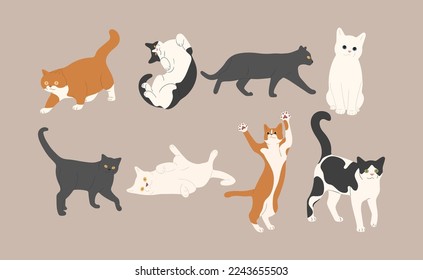 cat cute 15 on a white background, vector illustration.