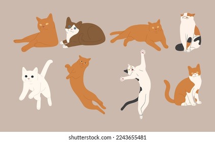 cat cute 4 on a white background, vector illustration.