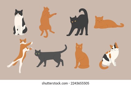 cat cute 5 on a white background, vector illustration.