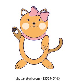 Cat cute animal blue lines