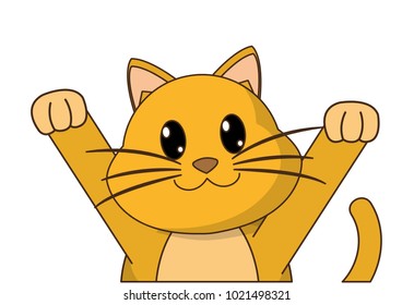 cat cute animal with hands up