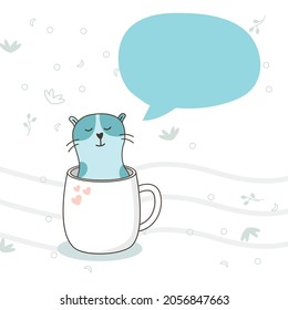 Cat cute animal with speech bubbles