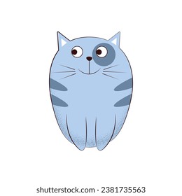 Cat. Cute blue cat. Striped cat in cartoon style. Vector illustration isolated on a white background