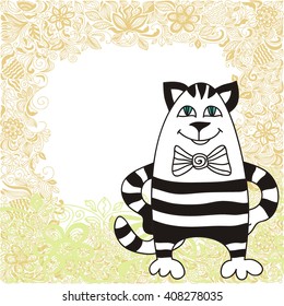Cat cute cartoon vector illustration