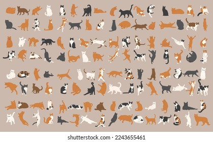 cat cute collection 1 on a white background, vector illustration.