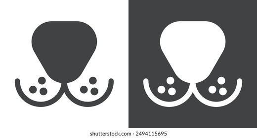 Cat Cute Face Nose Icon Flaches Set in Schwarzweiß Farbumriss Vektorgrafik