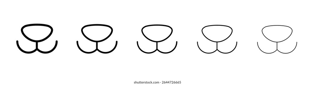 Cat cute face nose icon flat illustration set logo