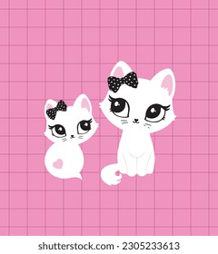 Cat cute face poster card postcard logo kids room decor t-shirt design print nursery eyes little sweet art wall design abstract inspiration sketch baby shower pet animal kitten girl bow white black