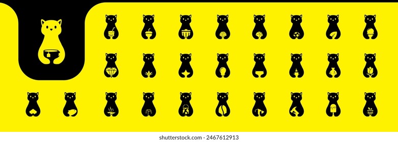 Cat Cute Flat Modern Minimal Icon Set Kollektion Vektorgrafik Design