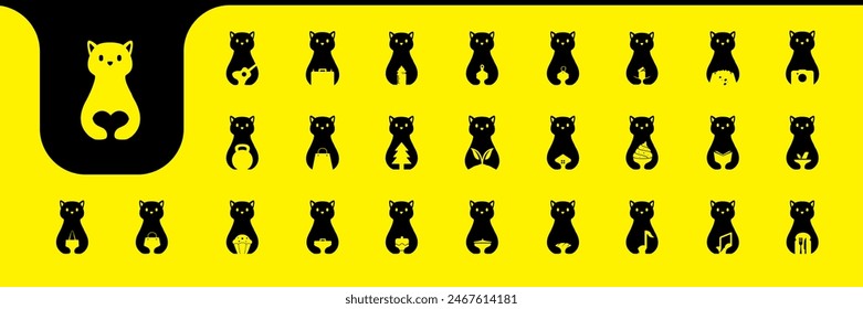 Cat Cute Flat Modern Minimal Icon Set Kollektion Vektorgrafik Design