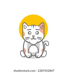 Cat cute funny cartoon logo
