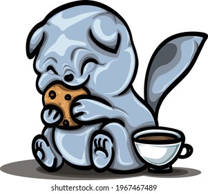 Cat cute funny eating cookie