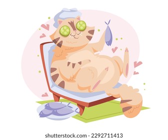Cat cute grooming spa salon concept. Vector graphic design illustration