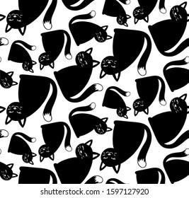 Cat cute hand drawn doodle silhouette animal pattern background wallpaper