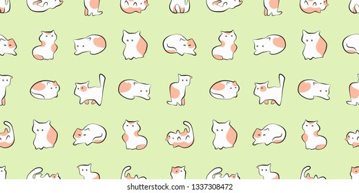 Cat cute hand drawn seamless pattern in sketch style