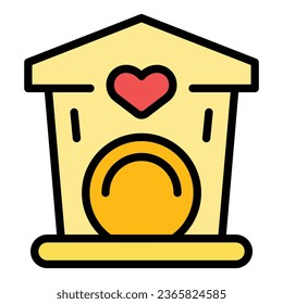 Cat cute house icon outline vector. Pet toy. Tower bed color flat