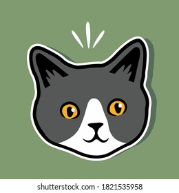 Cat Cute Kitten Head Looking Eyes Vector Illustration - Vector