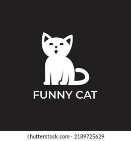 Cat Cute Logo Design Concept in Black Background