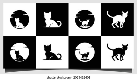 cat cute logo design template