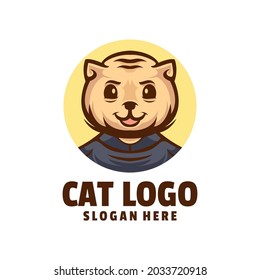 cat cute logo design vector