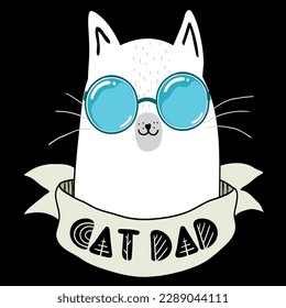 Cat dad flower t-shirt design