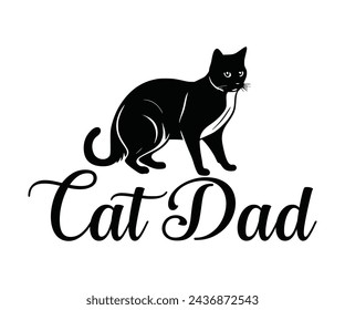 Cat Dad Svg, Camisa divertida, Camiseta caligrafía, Diseño de camiseta divertida, Descarga instantánea, Retro, Uso comercial, Silueta, archivo cortado