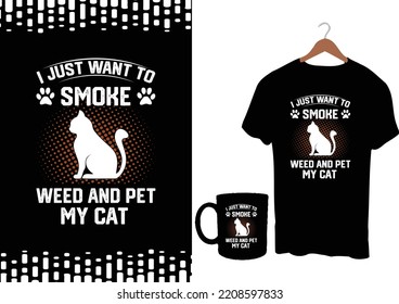 Cat Dad T-shirt Design Graphic Template