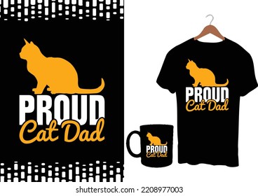 Cat Dad  T-shirt Design Graphic Template 