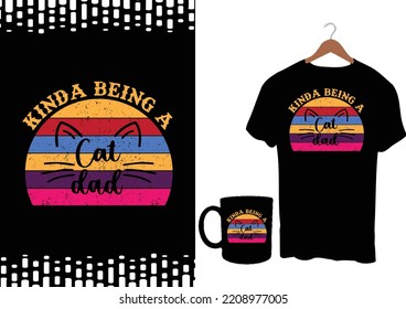 Cat Dad  T-shirt Design Graphic Template 