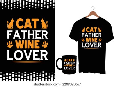 Cat Dad T-shirt Design Graphic Template