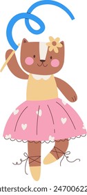 Cat Dancing Ballerina Vector Illustration