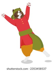 gato bailando danza india con traje tradicional de baile indio