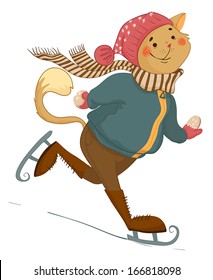 Cat dancing on skates.