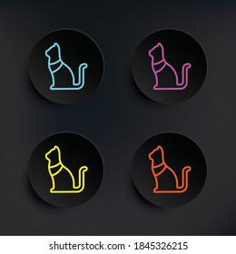 Cat dark badge color set icon. Simple thin line, outline vector of mythology icons for ui and ux, website or mobile application