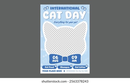 Cat Day Flyer. Vector illustration poster, banner, greeting card, flyer.