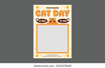 Cat Day Flyer. Vector illustration poster, banner, greeting card, flyer.