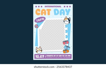 Cat Day Flyer. Vector illustration poster, banner, greeting card, flyer.