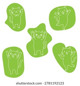 Cat Day Hand Drawn, Doodle Brush cat set.