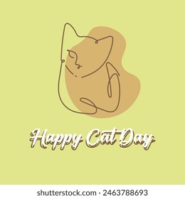 Cat Day. Hand drawn vector with lettering typography with cat paws.