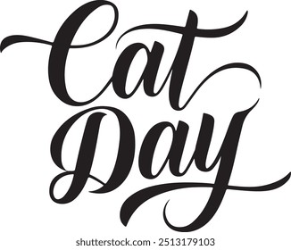 A cat day  minimalist typography,calligraphy design silhouette vector styel