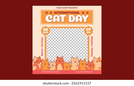 Cat Day Socials Media. Vector Illustration