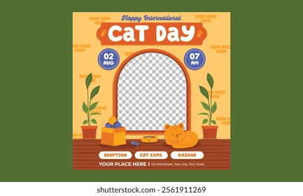 Cat Day Socials Media. Vector Illustration