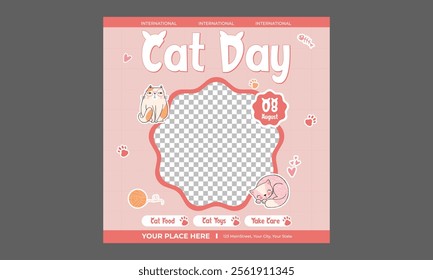 Cat Day Socials Media. Vector Illustration