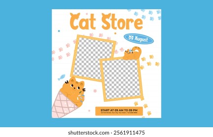 Cat Day Socials Media. Vector Illustration