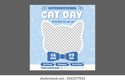 Cat Day Socials Media. Vector illustration poster, banner, greeting card, flyer.