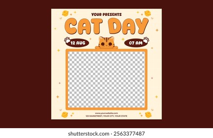 Cat Day Socials Media. Vector illustration poster, banner, greeting card, flyer.