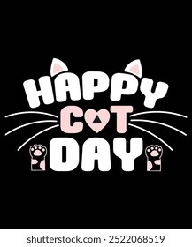 Cat Day Typography T-shirt Design