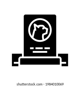cat dead pet monument glyph icon vector. cat dead pet monument sign. isolated contour symbol black illustration