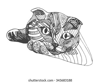 Cat, decorated with ornaments
