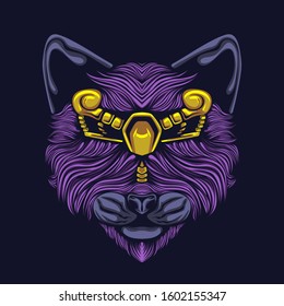 cat with decorative face colored artwork illustration